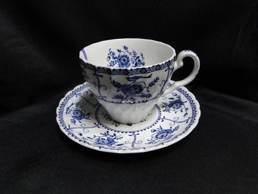 Johnson Brothers Indies, Blue Floral, Swirled: Cup & Saucer Set, 2 3/4", As Is