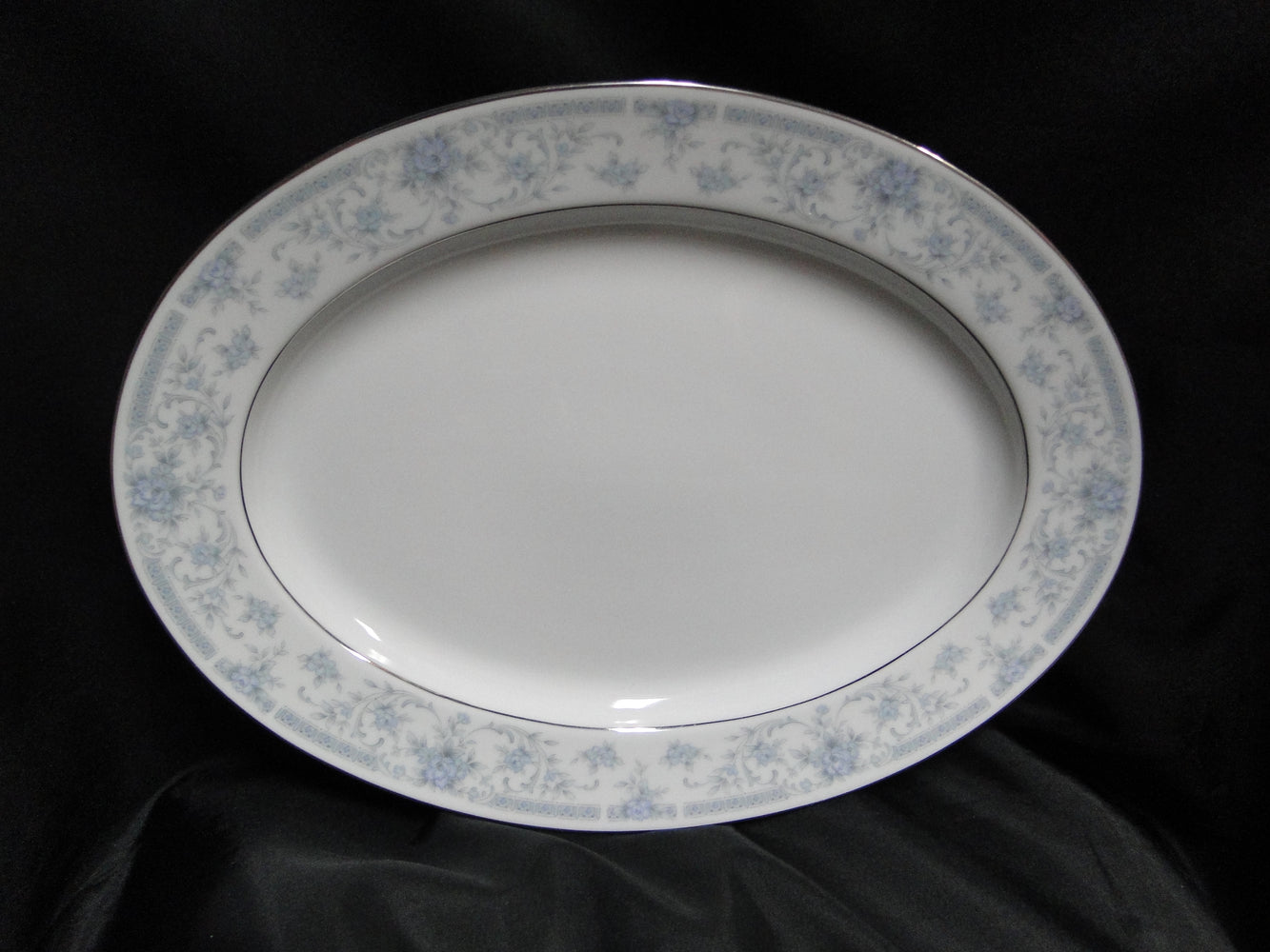 Noritake String of Pearls, 3480, Blue Flowers & Band: Serving Platter, 13 5/8"