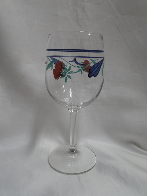Lenox Poppies on Blue Glassware: Water or Wine Goblet, 7 1/2" Tall, 10 oz