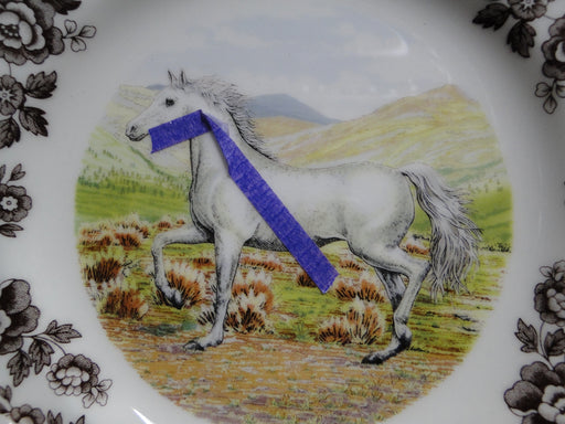 Spode Woodland Horses Arabian, England: Salad Plate, 7 3/4", Flaw