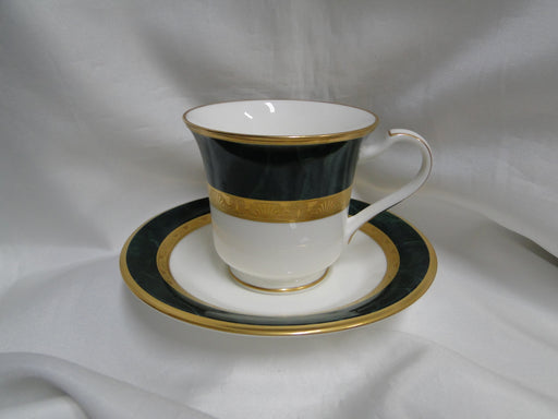 Noritake Fitzgerald, 4712, Green Marble, Gold: Cup & Saucer Set (s), 3 1/8" Tall