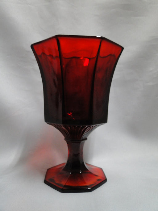 Independence Octagonal Ruby Red: Water or Wine Goblet, 6" Tall, As Is