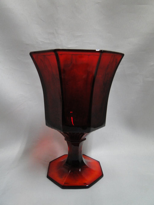 Independence Octagonal Ruby Red: Water or Wine Goblet, 6" Tall, As Is