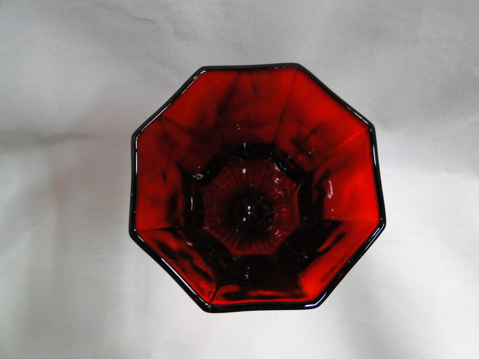 Independence Octagonal Ruby Red: Water or Wine Goblet, 6" Tall, As Is