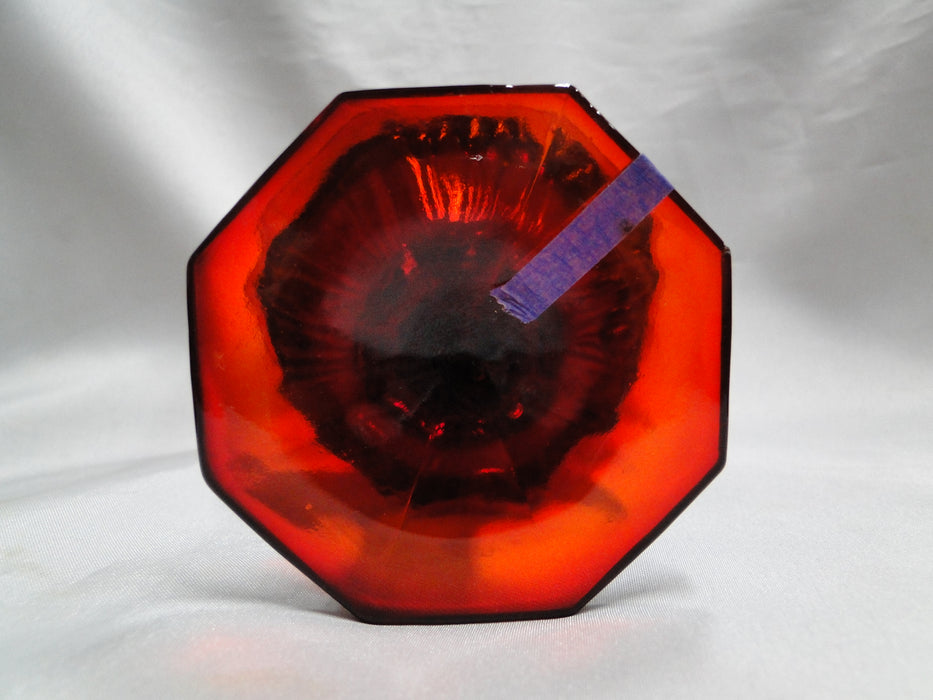 Independence Octagonal Ruby Red: Water or Wine Goblet, 6" Tall, As Is