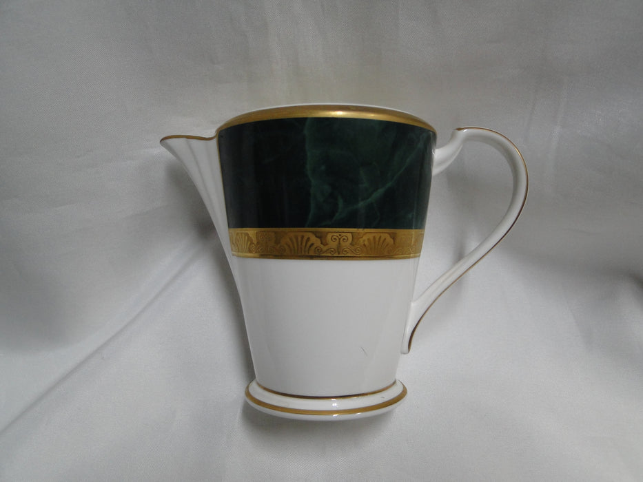 Noritake Fitzgerald, 4712, Green Marble, Gold: Creamer / Cream Pitcher, 4" Tall
