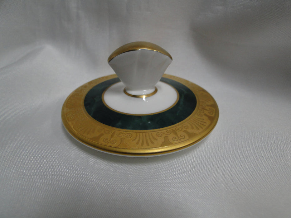 Noritake Fitzgerald, 4712, Green Marble, Gold: Sugar Bowl & Lid, 4" Tall