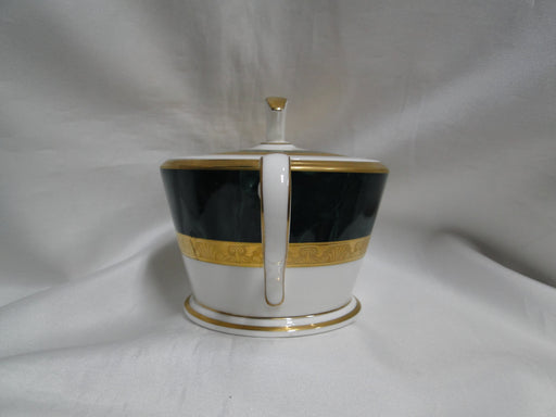 Noritake Fitzgerald, 4712, Green Marble, Gold: Sugar Bowl & Lid, 4" Tall