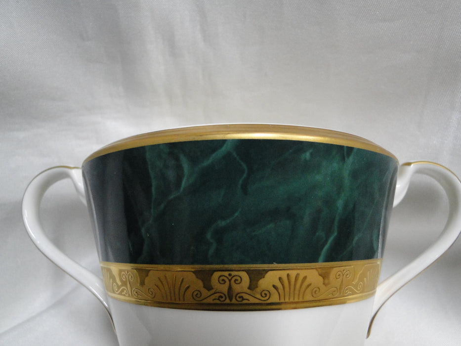 Noritake Fitzgerald, 4712, Green Marble, Gold: Sugar Bowl & Lid, 4" Tall