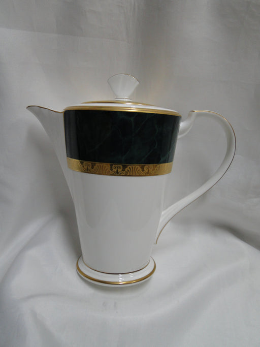 Noritake Fitzgerald, 4712, Green Marble, Gold: Coffee Pot & Lid, 9 1/4" Tall