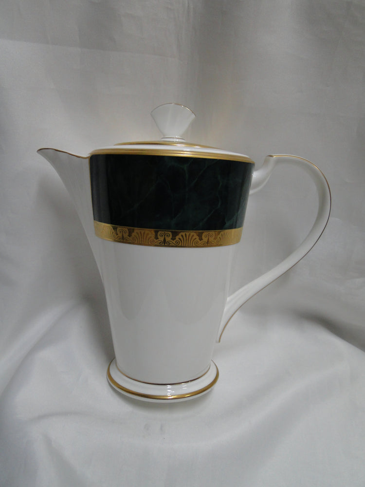 Noritake Fitzgerald, 4712, Green Marble, Gold: Coffee Pot & Lid, 9 1/4" Tall