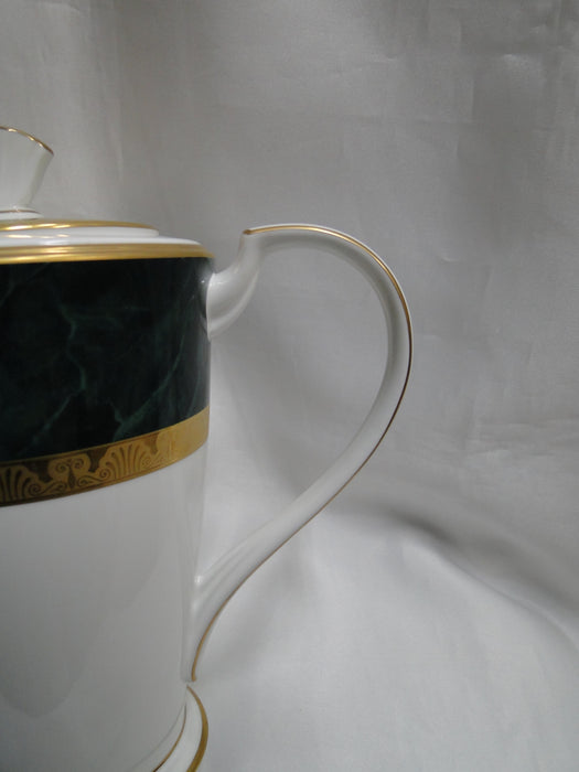 Noritake Fitzgerald, 4712, Green Marble, Gold: Coffee Pot & Lid, 9 1/4" Tall