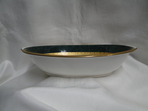 Noritake Fitzgerald, 4712, Green Marble, Gold: Oval Serving Bowl, 10 1/8"