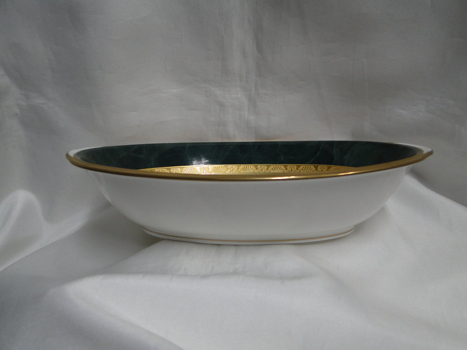 Noritake Fitzgerald, 4712, Green Marble, Gold: Oval Serving Bowl, 10 1/8"