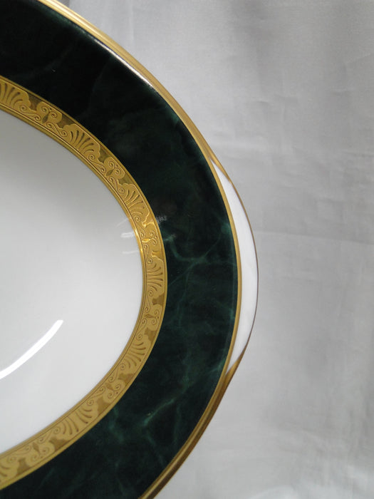 Noritake Fitzgerald, 4712, Green Marble, Gold: Oval Serving Bowl, 10 1/8"