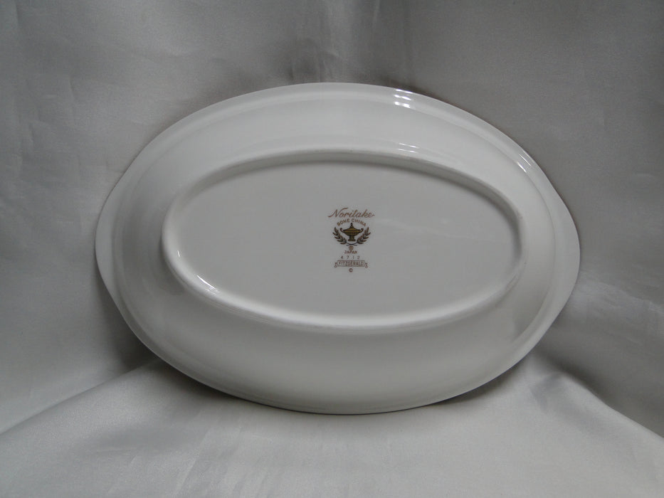 Noritake Fitzgerald, 4712, Green Marble, Gold: Oval Serving Bowl, 10 1/8"