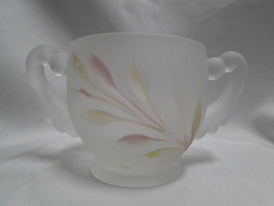 Indiana Glass Willow Frost Pink Yellow: Open Sugar Bowl, Creamer, & As Is Tray