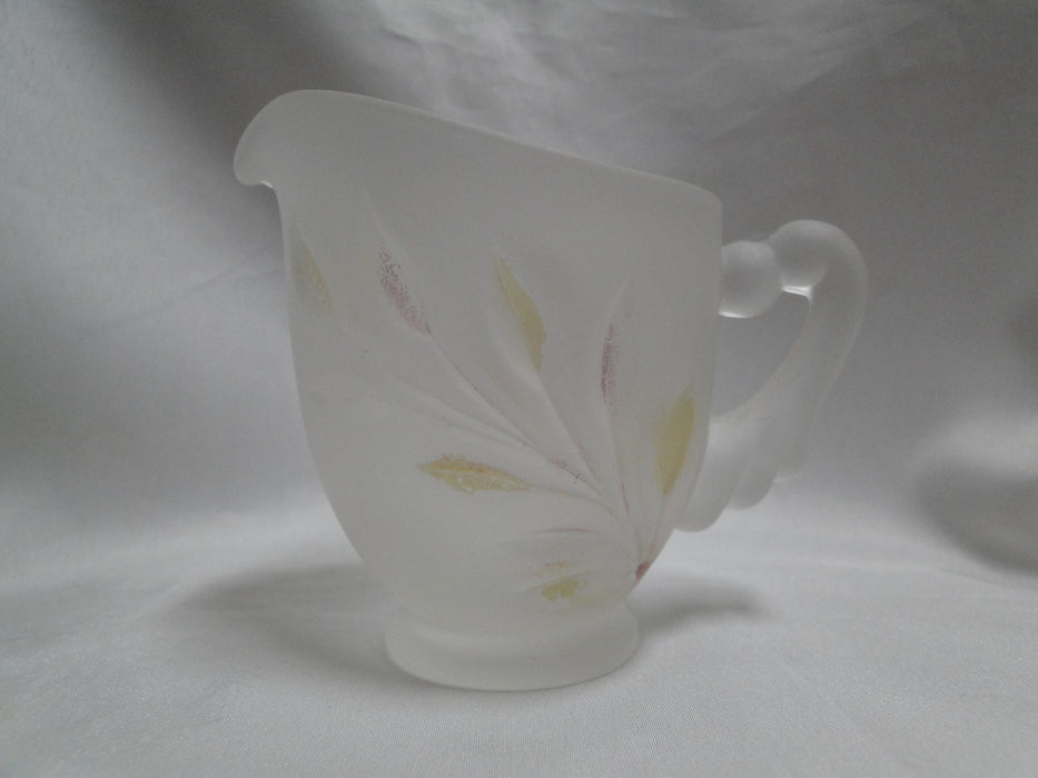 Indiana Glass Willow Frost Pink Yellow: Open Sugar Bowl, Creamer, & As Is Tray