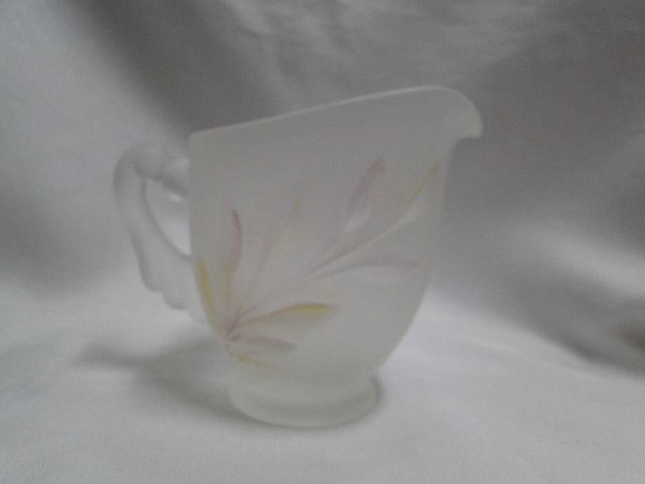 Indiana Glass Willow Frost Pink Yellow: Open Sugar Bowl, Creamer, & As Is Tray