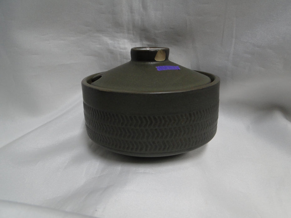 Denby-Langley Camelot Dark Green: Sugar Bowl w/ Chipped Handle on Lid, As Is