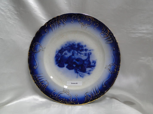 Wheeling Pottery La Belle China Flow Blue Turkey: #2 Dinner Plate, 10 1/8", Craz