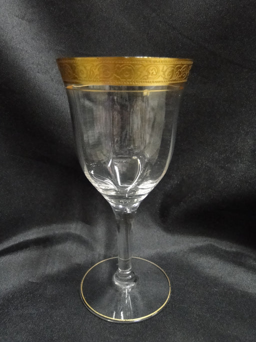 Clear w/ Encrusted Gold Band of Flowers & Dots: Water, 6 5/8", As Is, CR#076