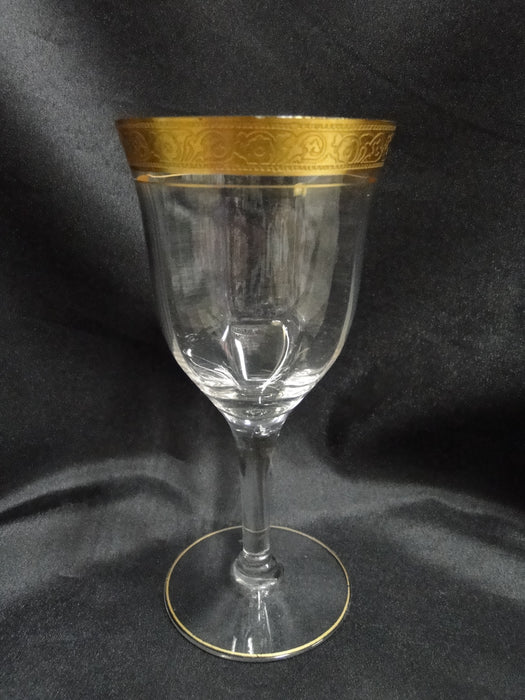 Clear w/ Encrusted Gold Band of Flowers & Dots: Water, 6 5/8", As Is, CR#076