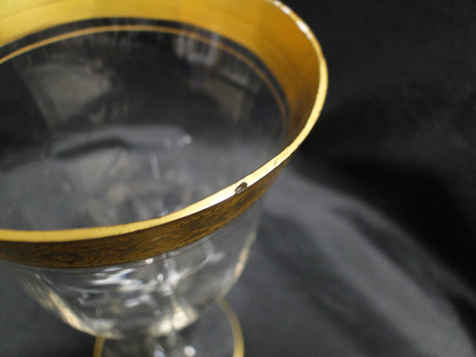 Clear w/ Encrusted Gold Band of Flowers & Dots: Water, 6 5/8", As Is, CR#076