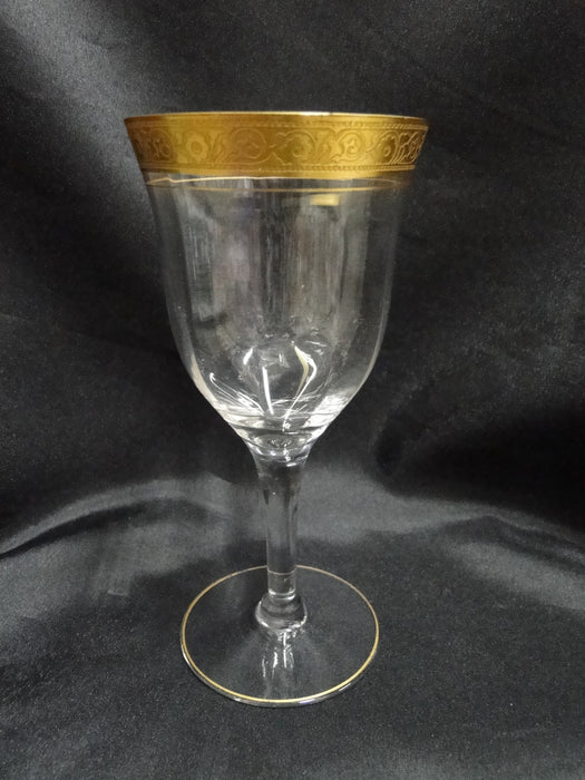 Clear w/ Encrusted Gold Band of Flowers & Dots: Water, 6 5/8", As Is, CR#076