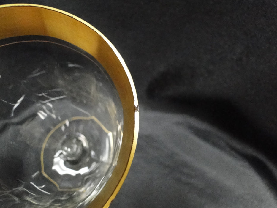 Clear w/ Encrusted Gold Band of Flowers & Dots: Water, 6 5/8", As Is, CR#076