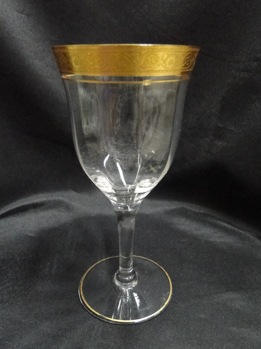Clear w/ Encrusted Gold Band of Flowers & Dots: Water, 6 5/8", As Is, CR#076