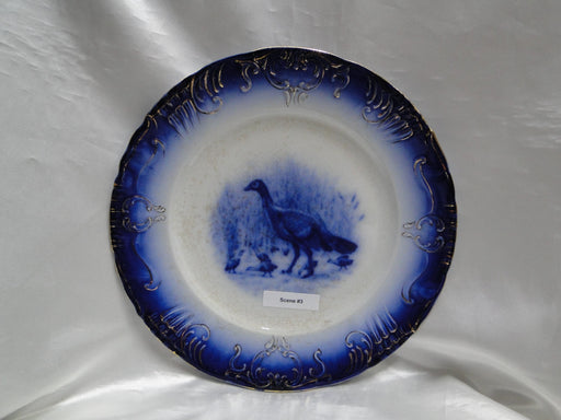 Wheeling Pottery La Belle China Flow Blue Turkey: #3 Dinner Plate, 10 1/8", Craz