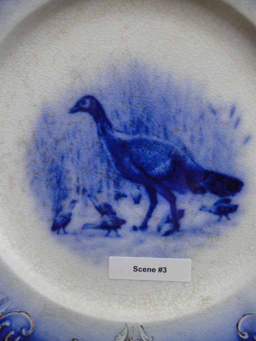 Wheeling Pottery La Belle China Flow Blue Turkey: #3 Dinner Plate, 10 1/8", Craz