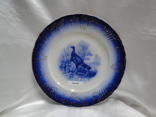 Wheeling Pottery La Belle China Flow Blue Turkey: #4 Dinner Plate, 10 1/8", Craz