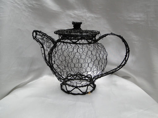 Wire Frame & Chicken Wire Mesh: Teapot & Lid Sculpture, 7 3/4" Tall