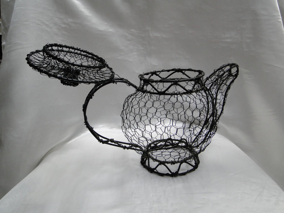 Wire Frame & Chicken Wire Mesh: Teapot & Lid Sculpture, 7 3/4" Tall