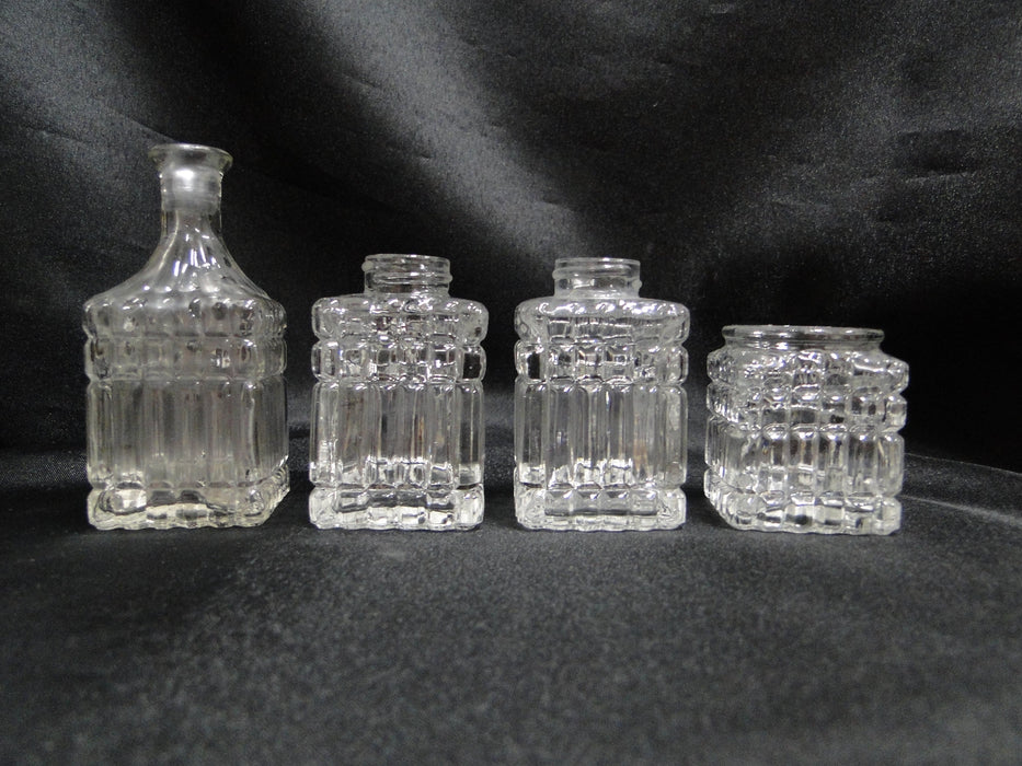 Condiment Set & Metal Holder: Salt, Pepper, Sugar / Jam & Lid, Bottle