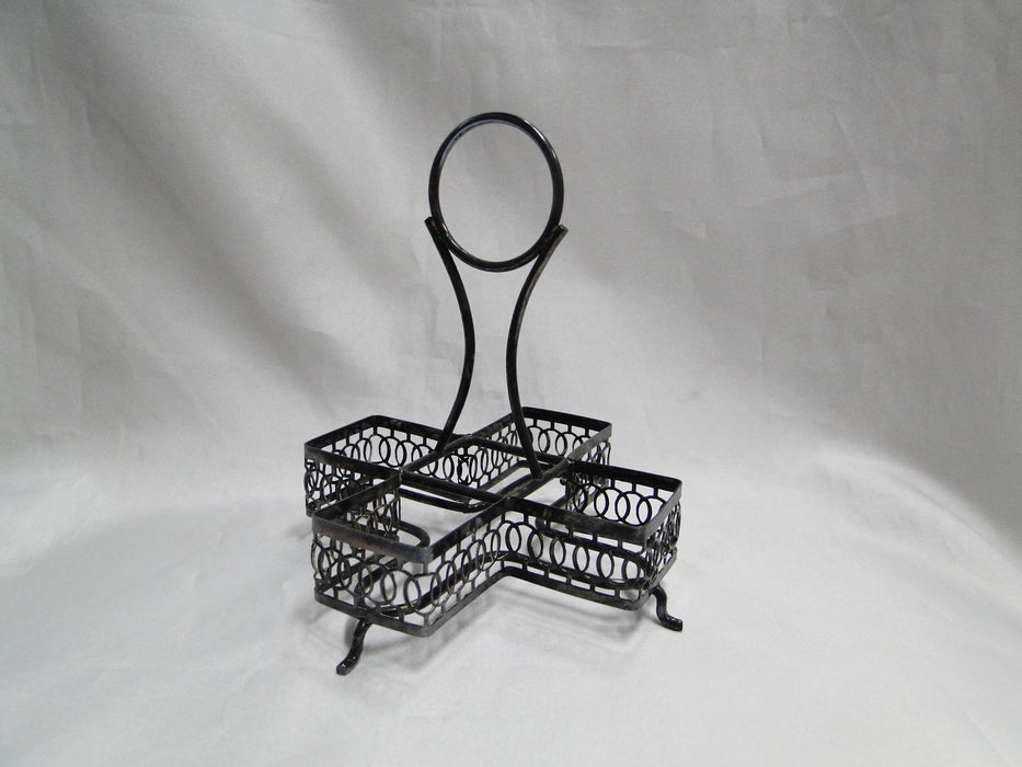 Condiment Set & Metal Holder: Salt, Pepper, Sugar / Jam & Lid, Bottle