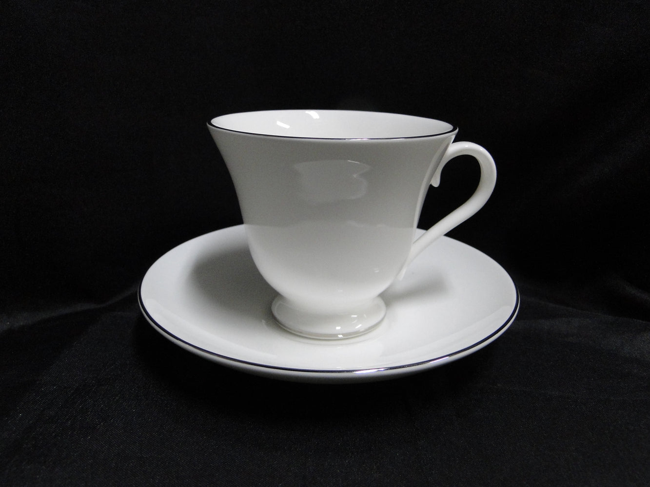 Wedgwood Signet Platinum, White w/ Platinum Trim: Cup & Saucer Set (s), 3 1/8"