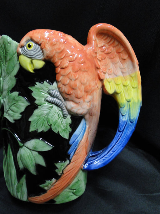 Fitz & Floyd Jungle Parrot, Multicolored Parrots: Serving Pitcher, 8 1/4" Tall