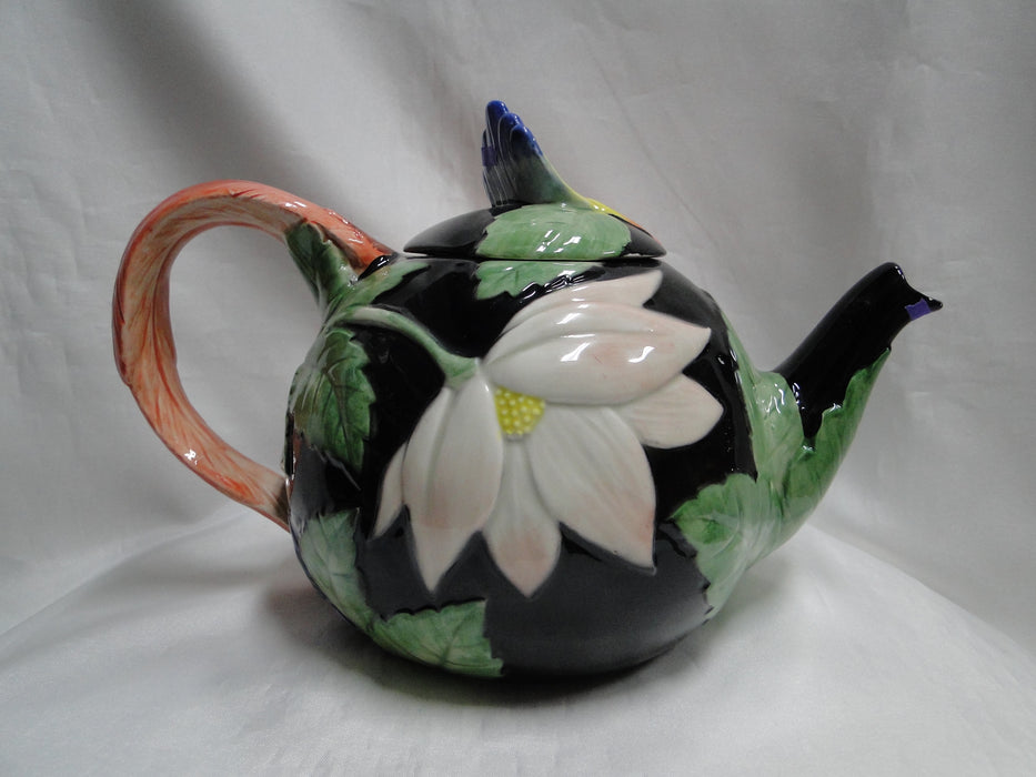 Fitz & Floyd Jungle Parrot, Multicolored Parrot: Teapot & Lid, 7" Tall, As Is