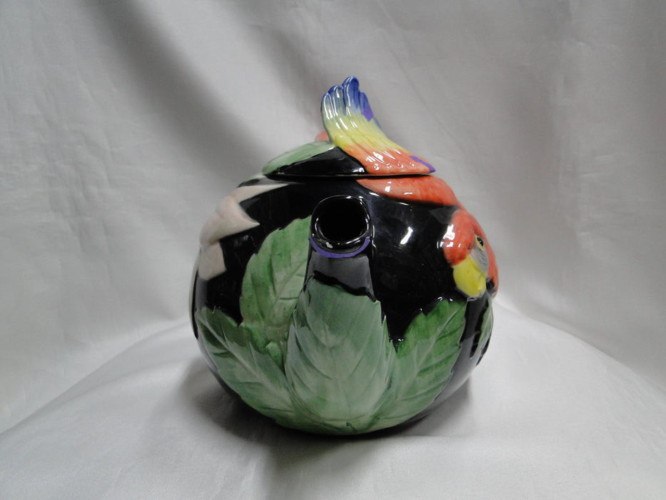 Fitz & Floyd Jungle Parrot, Multicolored Parrot: Teapot & Lid, 7" Tall, As Is