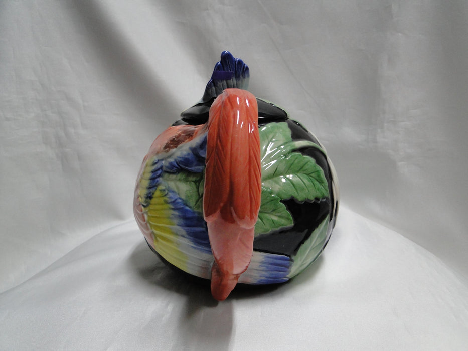 Fitz & Floyd Jungle Parrot, Multicolored Parrot: Teapot & Lid, 7" Tall, As Is