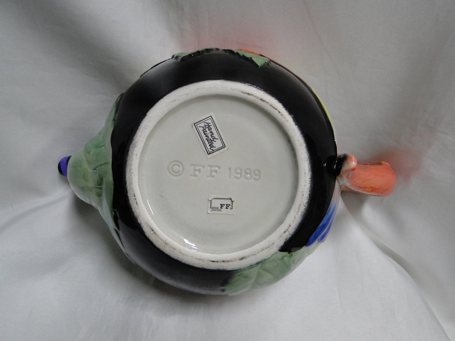 Fitz & Floyd Jungle Parrot, Multicolored Parrot: Teapot & Lid, 7" Tall, As Is