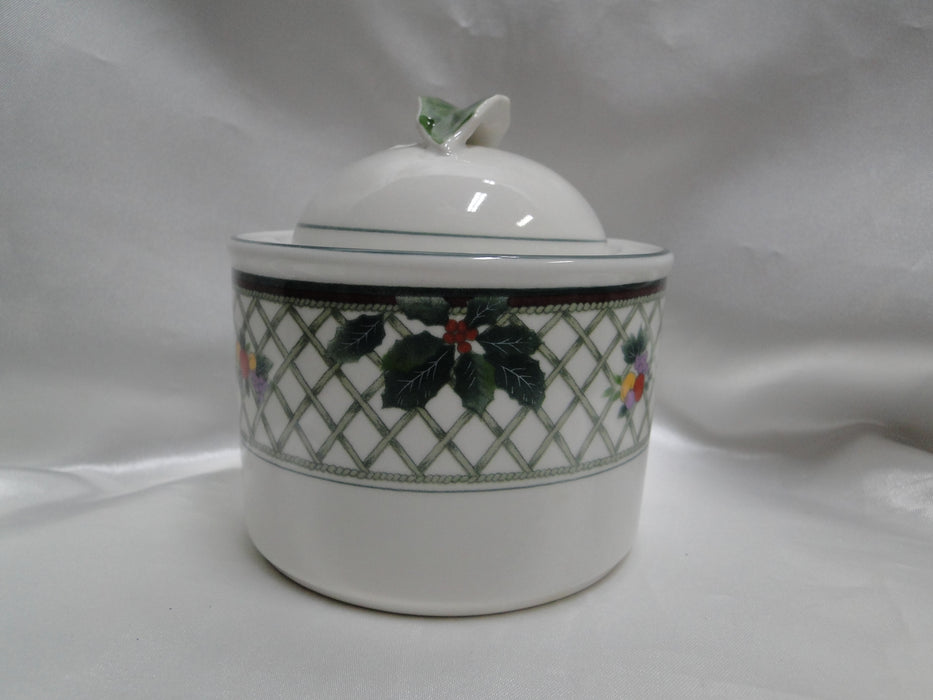 Mikasa Christmas Story, Tree, Lattice: Sugar Bowl & Lid, 4 1/8" Tall