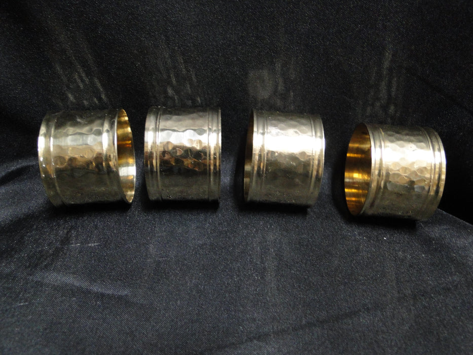 Hammered Brass, India: Set of Four Napkin Rings, 1 3/4"D x 1 1/4" Wide