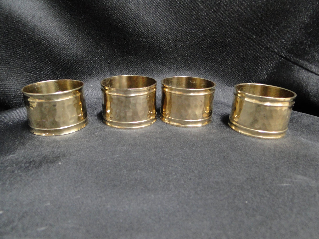 Hammered Brass, India: Set of Four Napkin Rings, 1 3/4"D x 1 1/4" Wide
