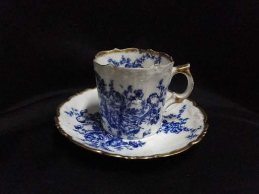 England RN182289, Blue Florals: Demitasse Cup & Saucer Set, 2 3/8", Crazing