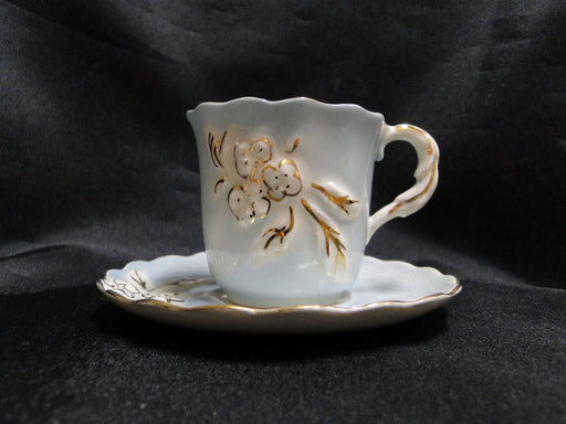 Prince Edward White Flowers on Blue: Demitasse Cup & Saucer, 2 1/4", Crazing