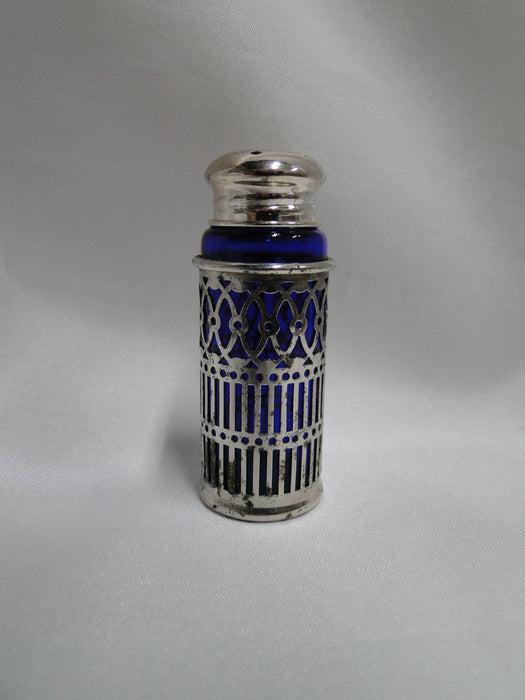 FB Rogers Cobalt Glass w/ Silverplate: Salt OR Pepper Shaker, 2 5/8", 11 Hole